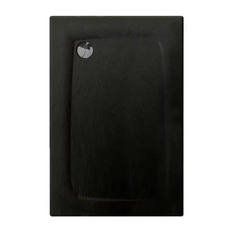 Receveur de douche noir mat effet pierre 120 x 80 cm vidage angle gauc