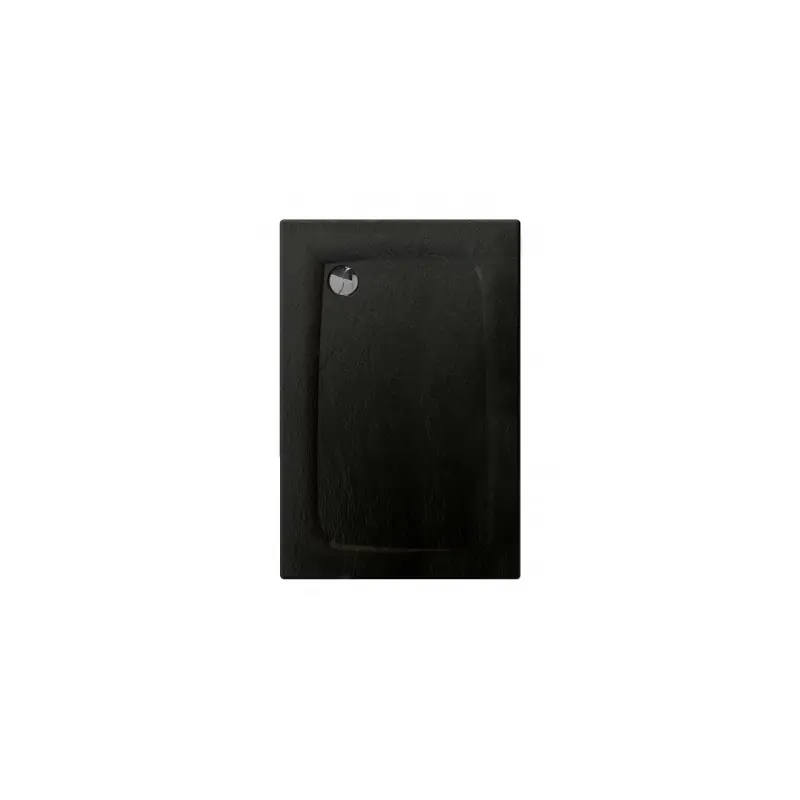 Receveur de douche noir mat effet pierre 120 x 90 cm vidage angle gauc