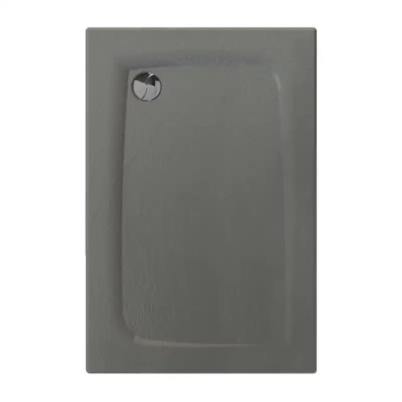 Receveur de douche gris mat effet pierre 140 x 90 cm vidage angle gauc