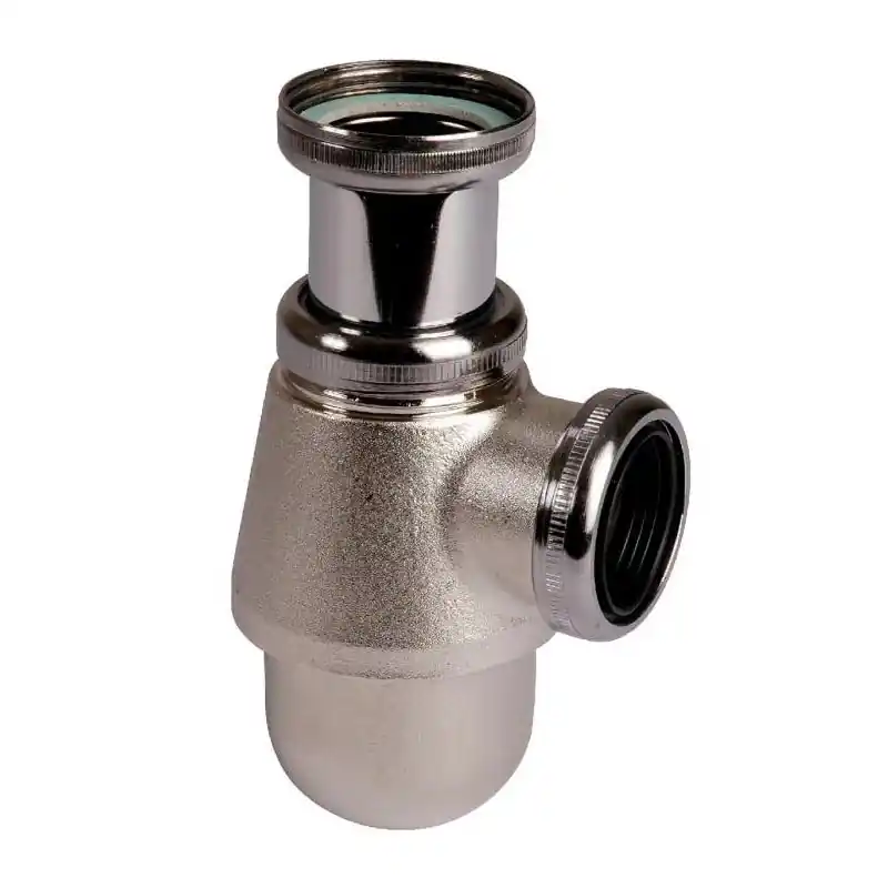 Siphon bidet-lavabo réglable en laiton nickelé mat