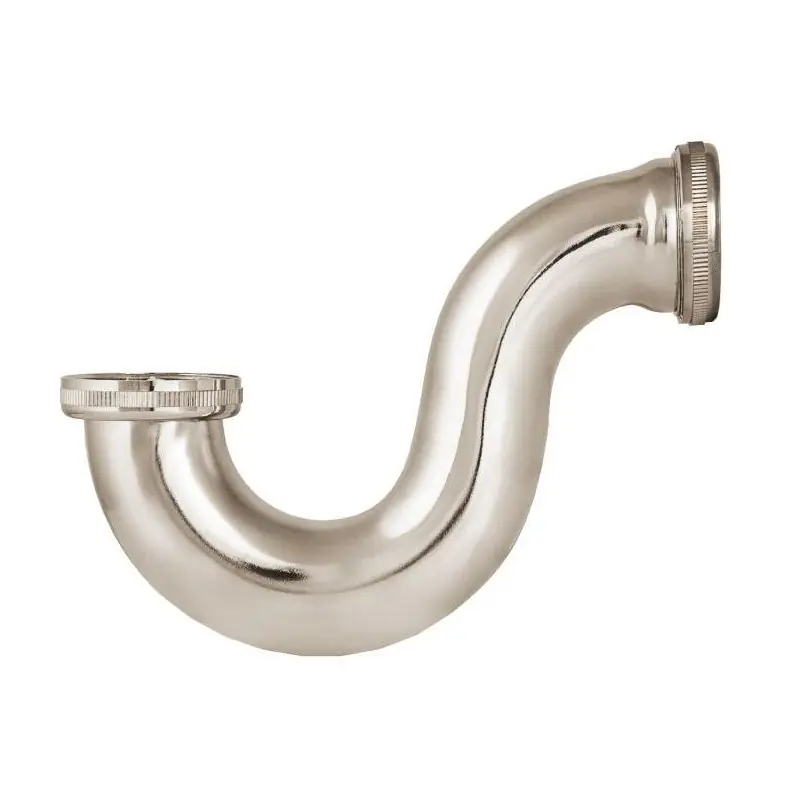 Siphon tube baignoire en laiton chromé