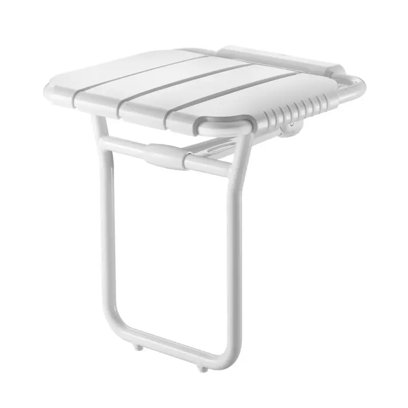 Siège douche relevable large avec pied ALU époxy blanc charge recomman