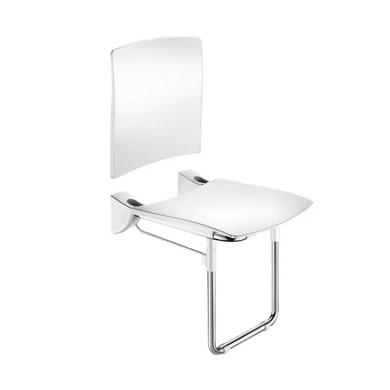 Siège douche relevable pied et dosseret Grand Confort Inox poli brilla
