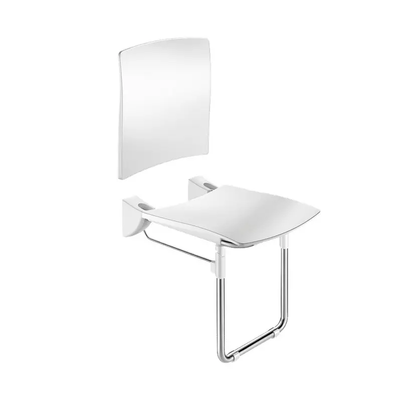 Siège douche relevable avec pied et dosseret Grand Confort Inox poli s