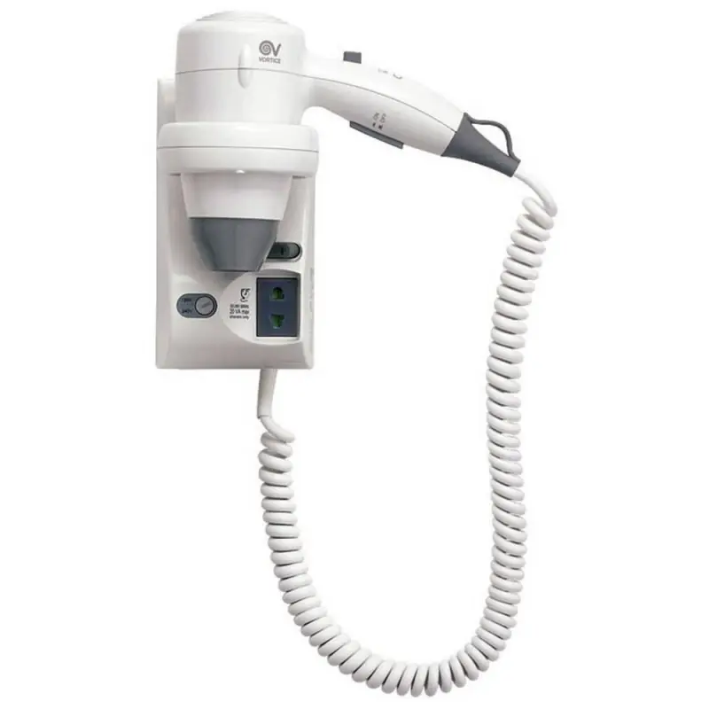 Sèche-cheveux mural 1200 W 94 m3/h type pistolet avec prise rasoir Föh