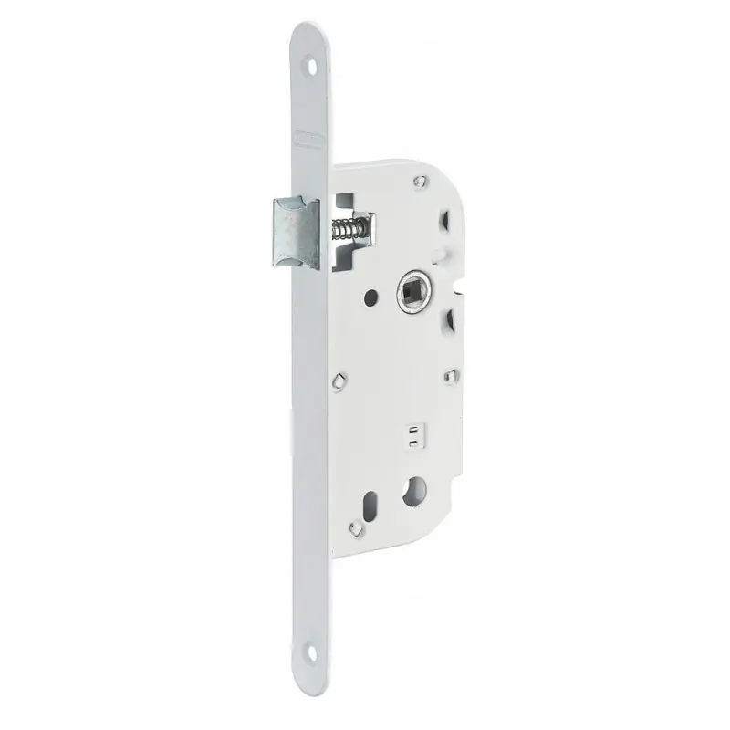 Serrure encastrer 40mm bec cane Epoxy blanc Têtière bouts ronds sans g