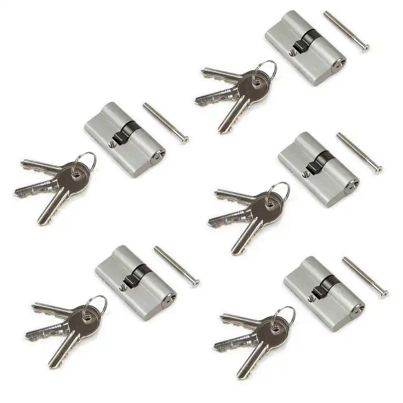 Emuca - Cylindre de serrure européen 30x30mm avec clés nickel satiné, 5 sets - 1279451