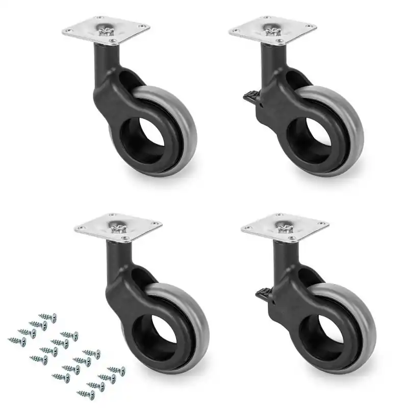 Emuca - Kit roulettes Hole 2 D50mm plastique gris avec vis de montage - 2041421