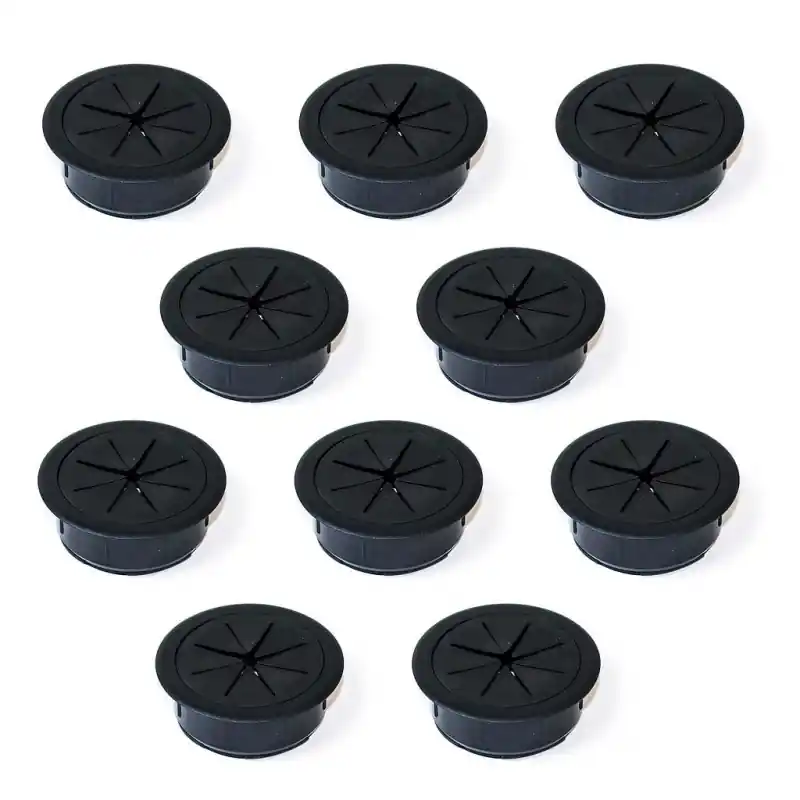 Emuca - Lot de 10 passe-câbles pour table Roundot D60mm en plastique noir - 3920217
