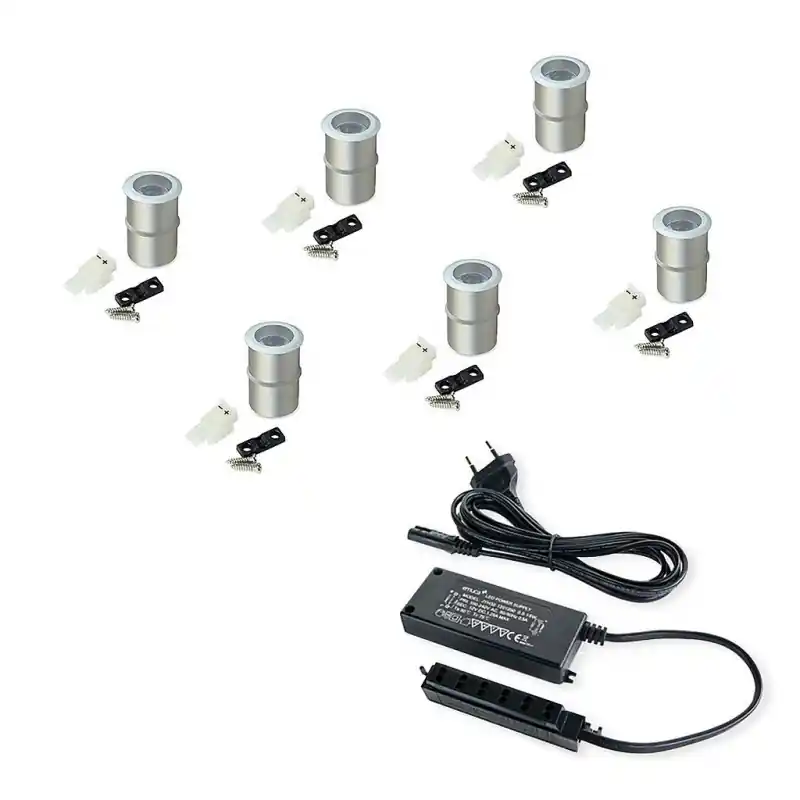 6 Spots Led encastrables D18mm 95lm 1.2W anodisé mat 5073962 Emuca