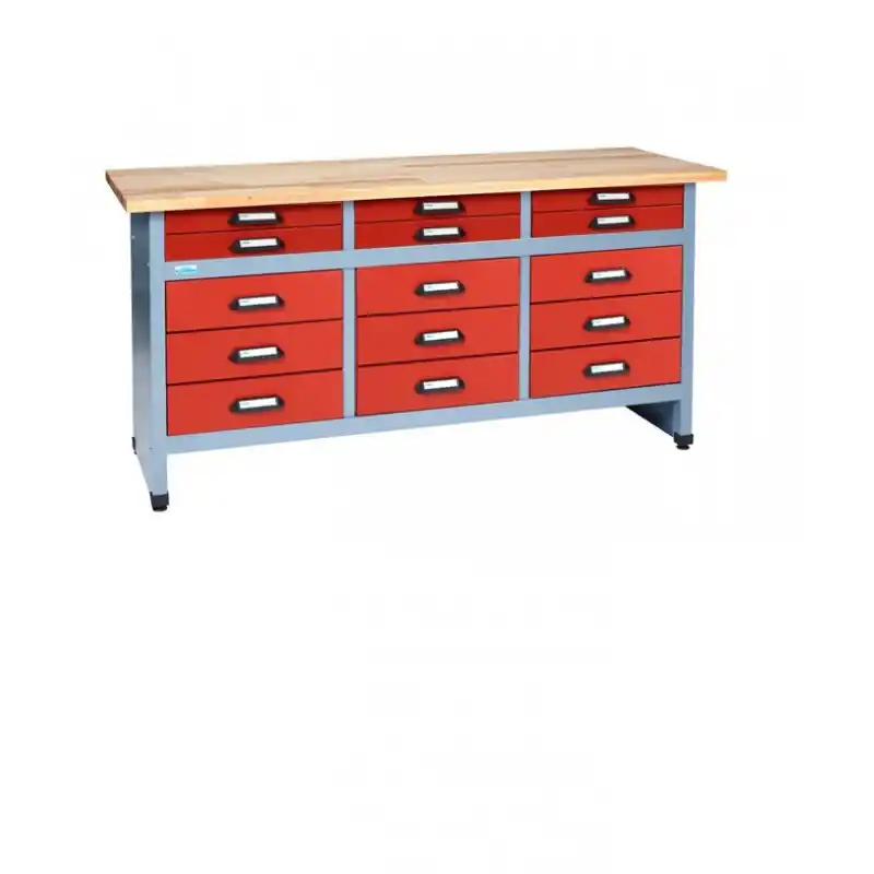 Etabli longueur 170 cm et multiples tiroirs- Rouge