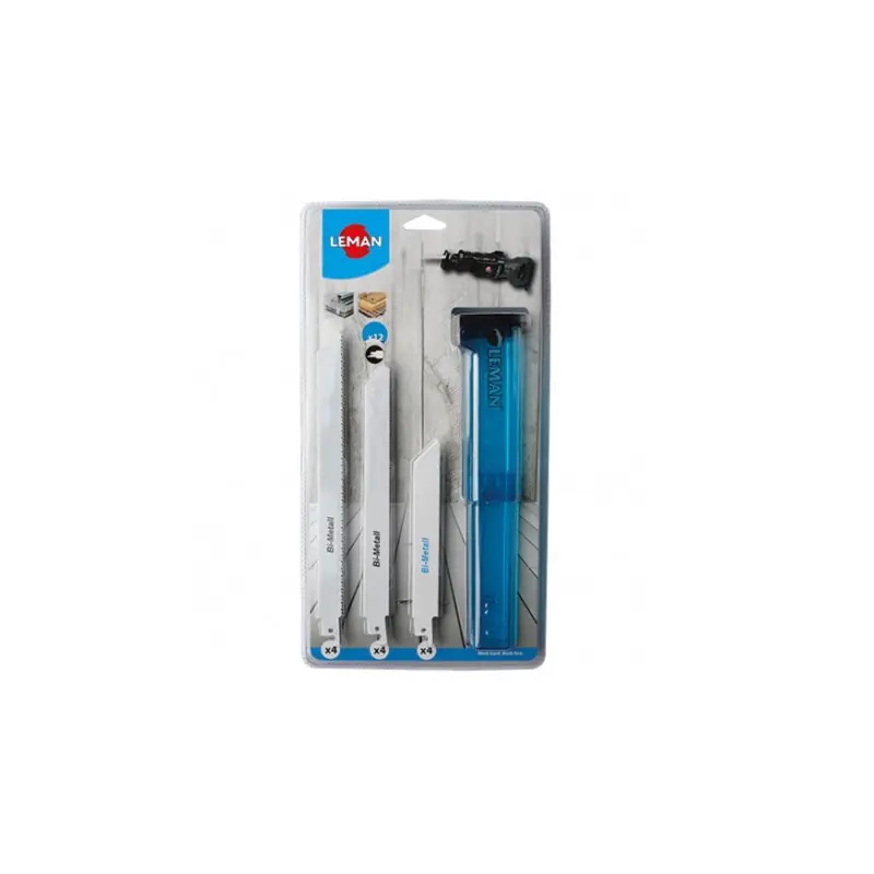 Assortiment de 12 lames bimétal pour scie sabre bois et métal Leman