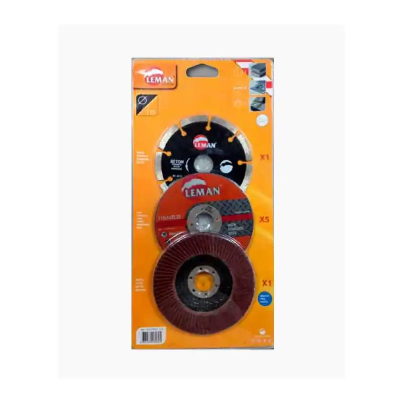 Pack disques meuleuse PACKMEUL.125 D125mm Leman
