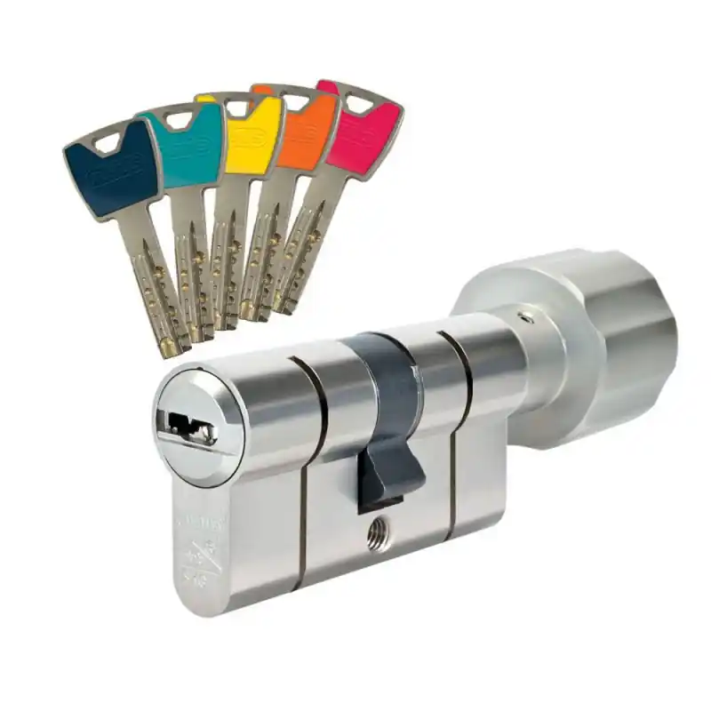 Cylindre à bouton P12RPS 30boutonx30 alu avec 5 clés couleurs