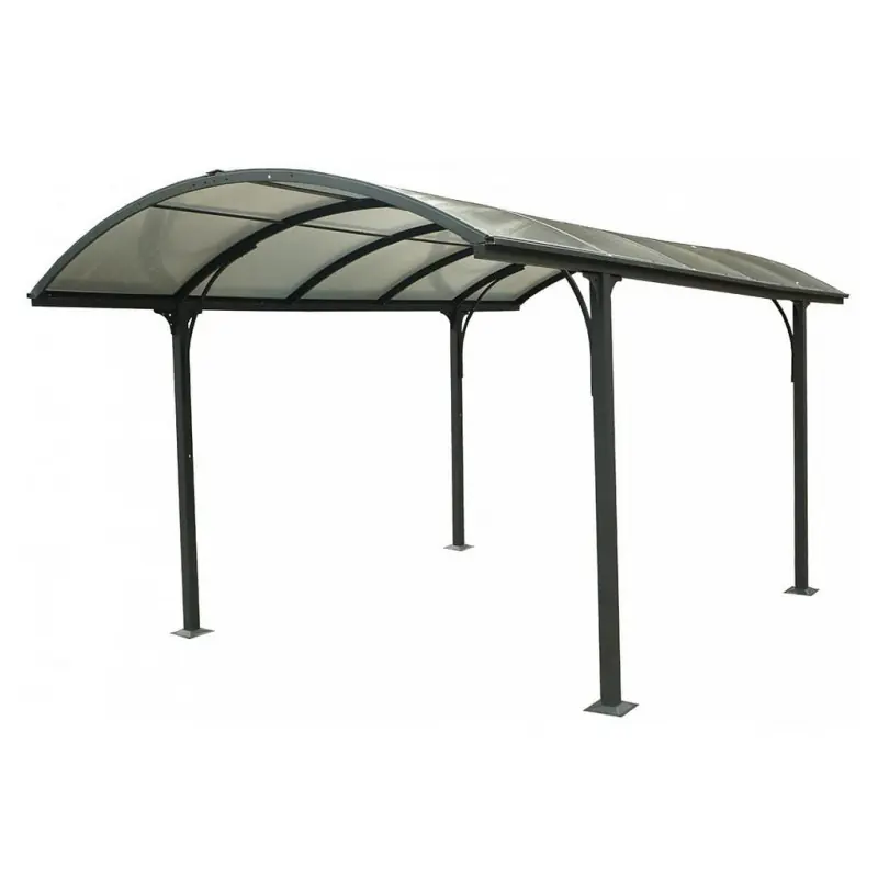Carport aluminium toit 1/2 rond gris anthracite 14,62m2