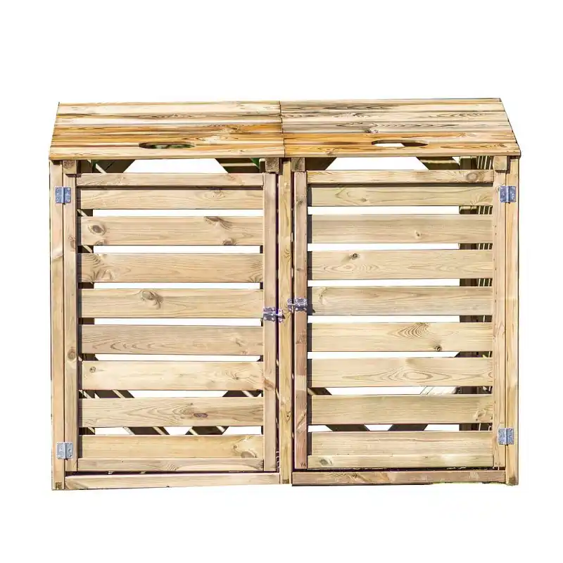 Cache poubelle bois autoclavé double 150x90x120cm