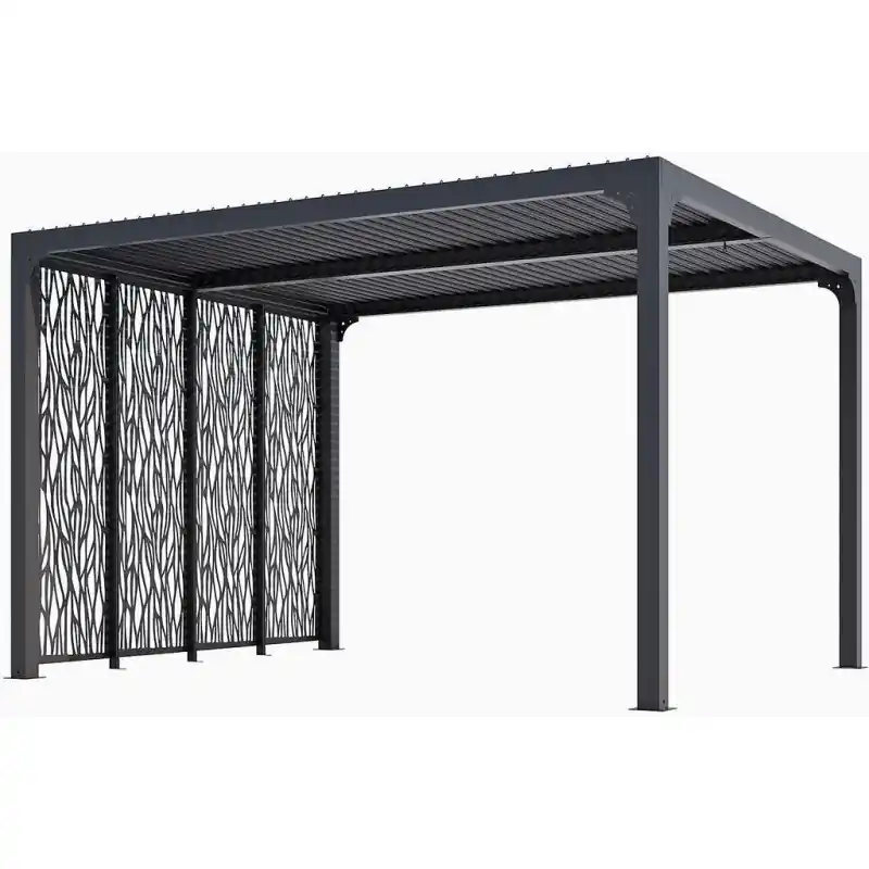Pergola bioclimatique Habrita PER 3630M BI alu 10,8m2 4 panneaux gris