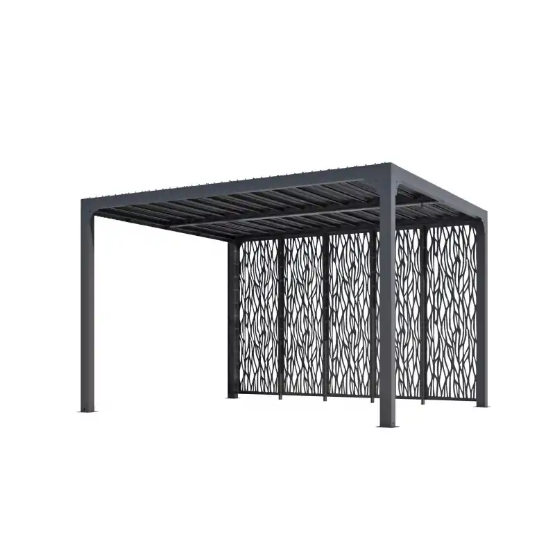 Pergola Habrita PER 36M30 BI alu 10,8m2 gris 5 panneaux côté 3,60m