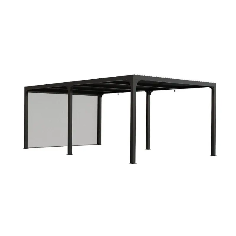 Pergola Habrita PER 36R60 BI alu XXL 21,52m2 gris avec rideau manuel