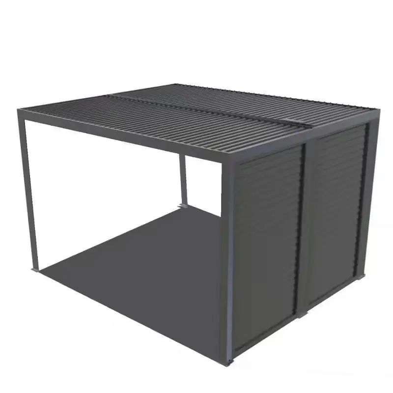 Pergola Habrita PER3630V BI alu 10,80m2 ventelles mobiles côté 3m gris