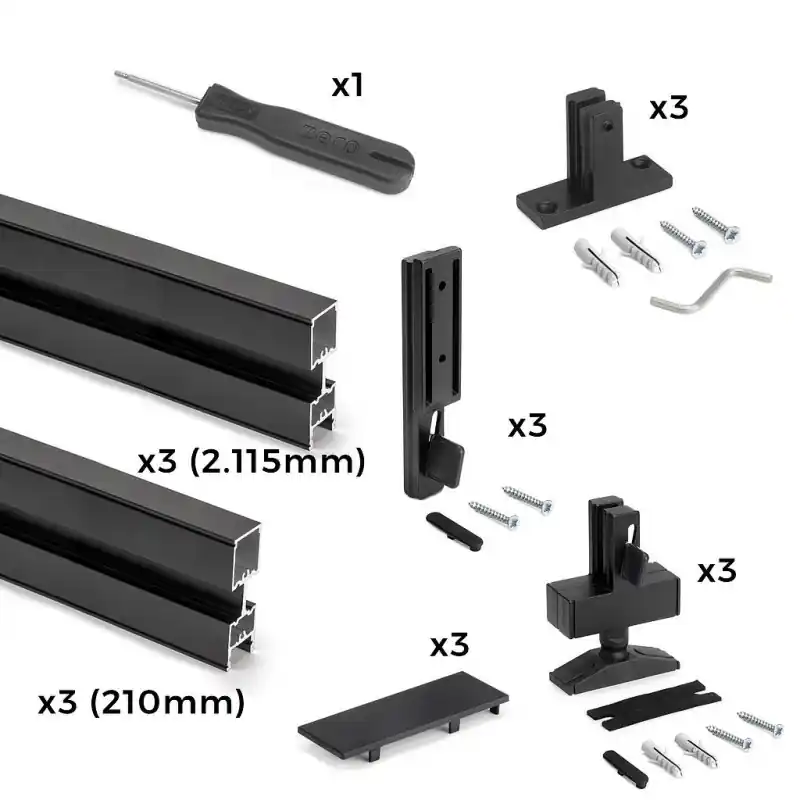 Kit de structure modulaire Emuca Zero 3 profilés noir texturé