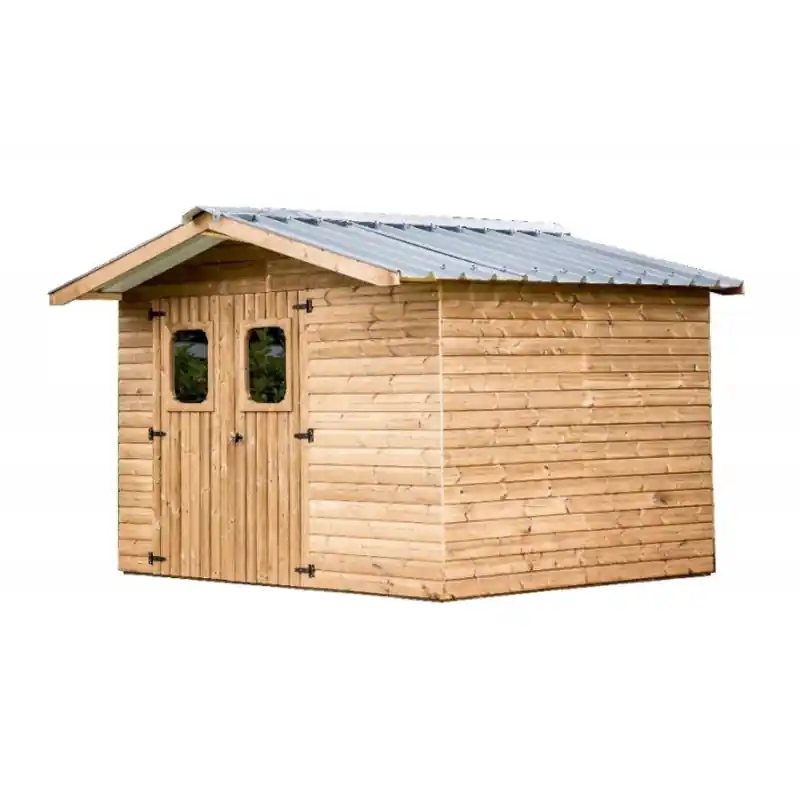 Abri Therma Habrita THE 3224.02 T bois 10,60m2 bac acier double pente