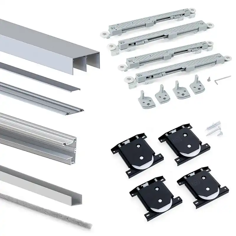 Système coulissant Emuca Placard 90 pour armoire 2 portes anodisé mat