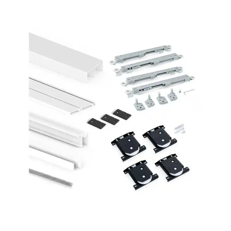 Système coulissant Emuca pour armoire 2 portes profils Wave 16mm blanc