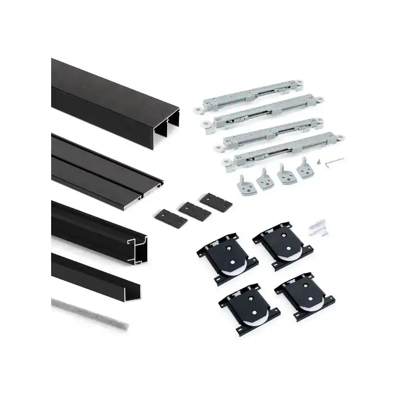 Système coulissant Emuca pour armoire 2 portes profils Sharp 16mm noir