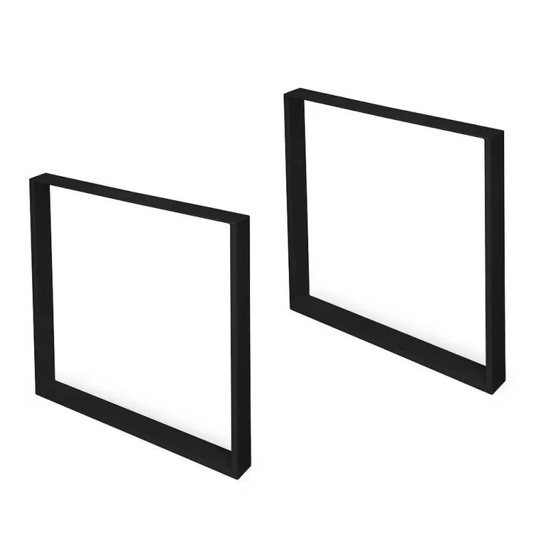 Jeu de 2 pieds rectangulaires Emuca Square pour table 80cm acier noir