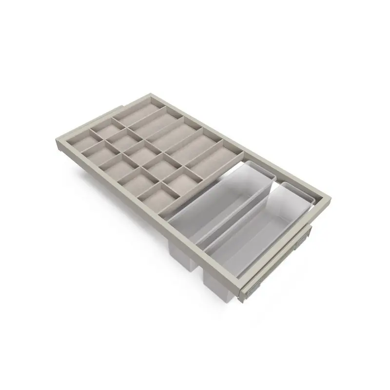 Kit tiroir d‘organisation Emuca avec plateau et glissières 900mm gris