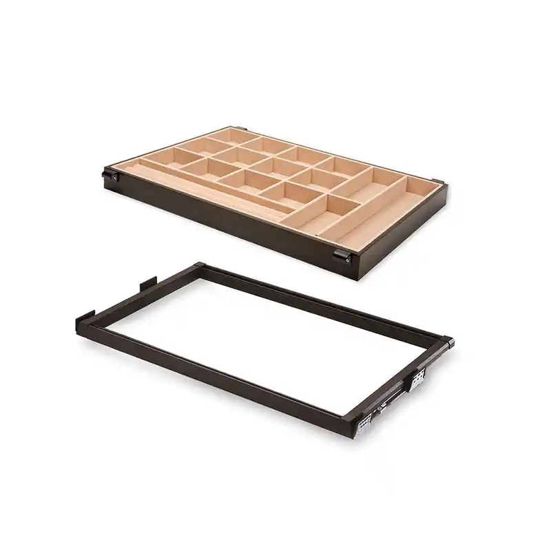 Kit tiroir organisateur et cadre coulissant Emuca 800mm couleur moka