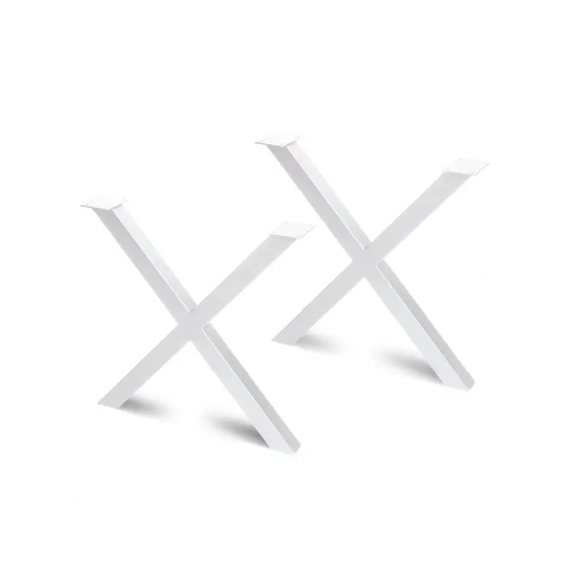 Jeux de 2 pieds Emuca Cross pour table 695mm acier peint en blanc