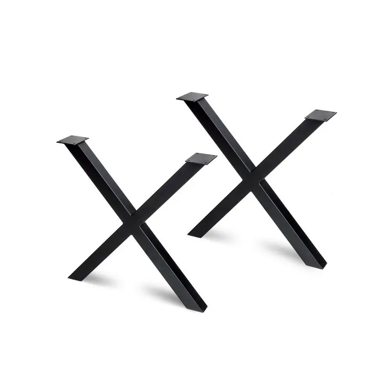 Jeux de 2 pieds Emuca Cross pour table 695mm acier peint en noir