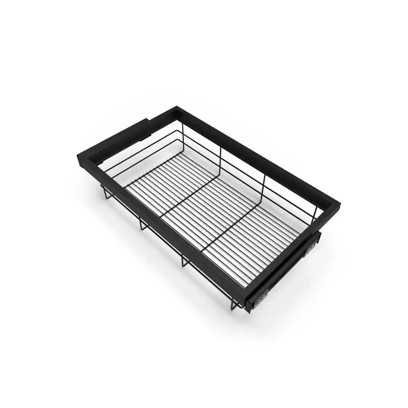Kit de panier à fils Emuca avec glissières 800mm noir texturé