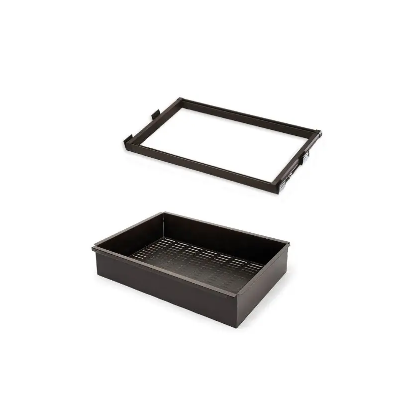 Kit panier métallique et cadre coulissant Emuca 900mm couleur moka