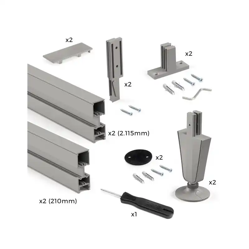 Kit de structure modulaire Emuca Zero 2 profilés finition gris pierre