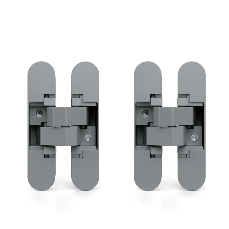 2 Charnières invisibles pour portes Emuca charge 80kg zamak gris