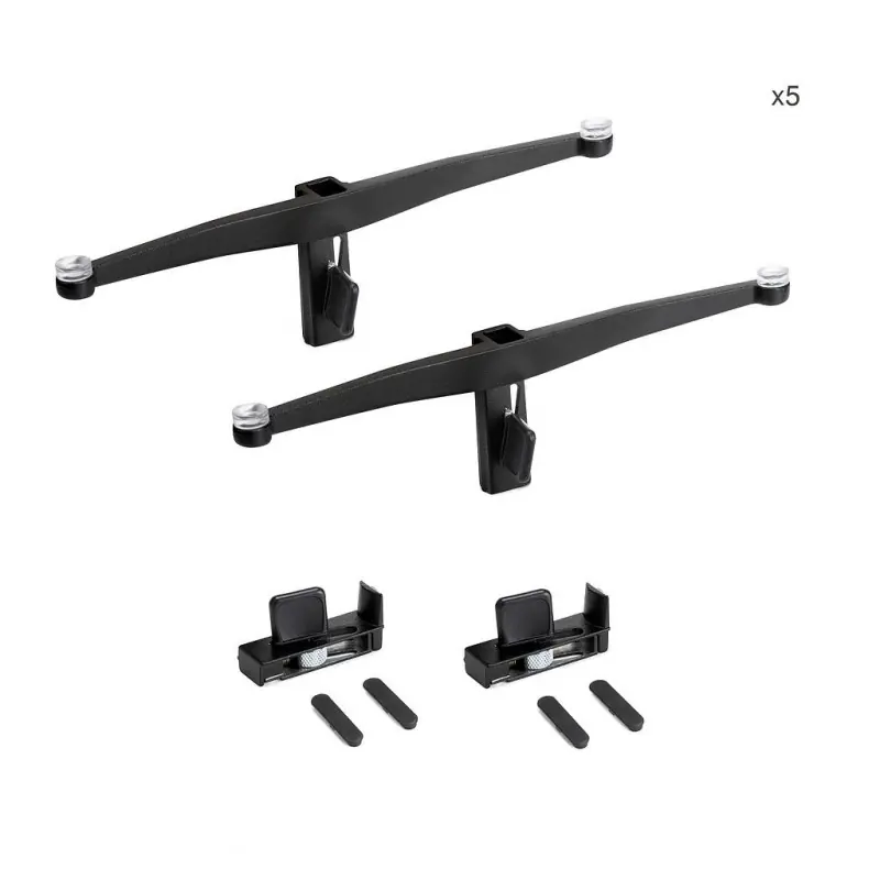 5 Jeux de supports Emuca Zero pour étagère en verre zamak noir texturé