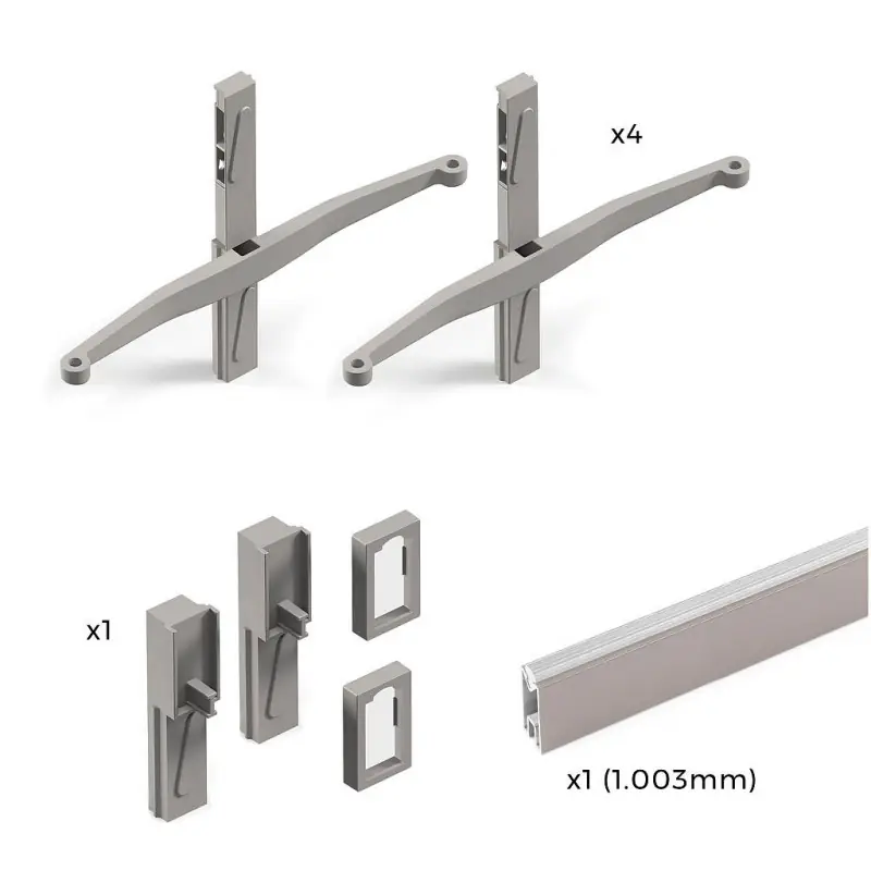 Kit de supports Emuca Zero pour étagère en bois et tringle gris pierre