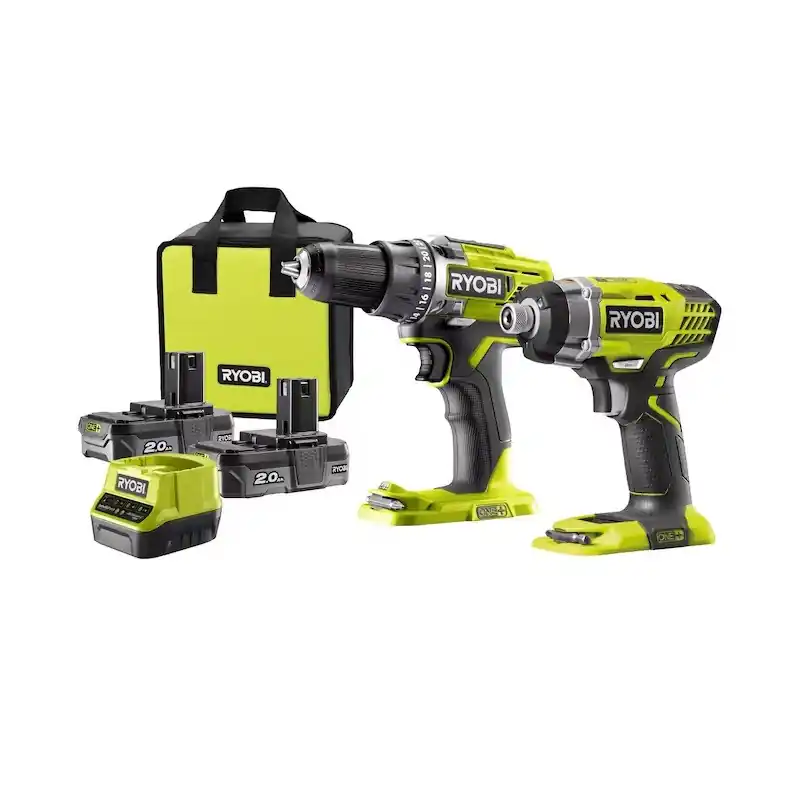 Pack de machines 18V Ryobi R18DDID-220S avec batteries 2,0Ah