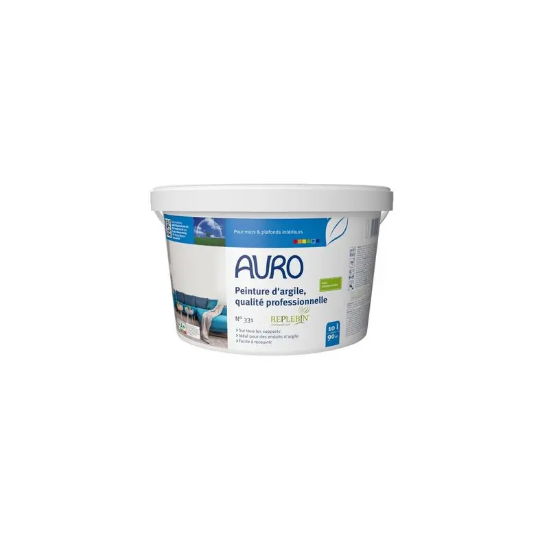 Peinture d‘argile Auro n°331 qualité professionnelle 10l blanc mat