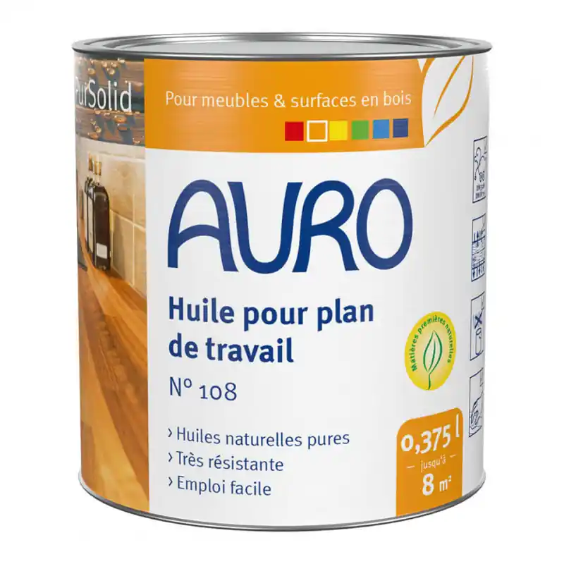 Huile Auro PurSolid n°108 pour plan de travail 0,5L prêt à l‘emploi