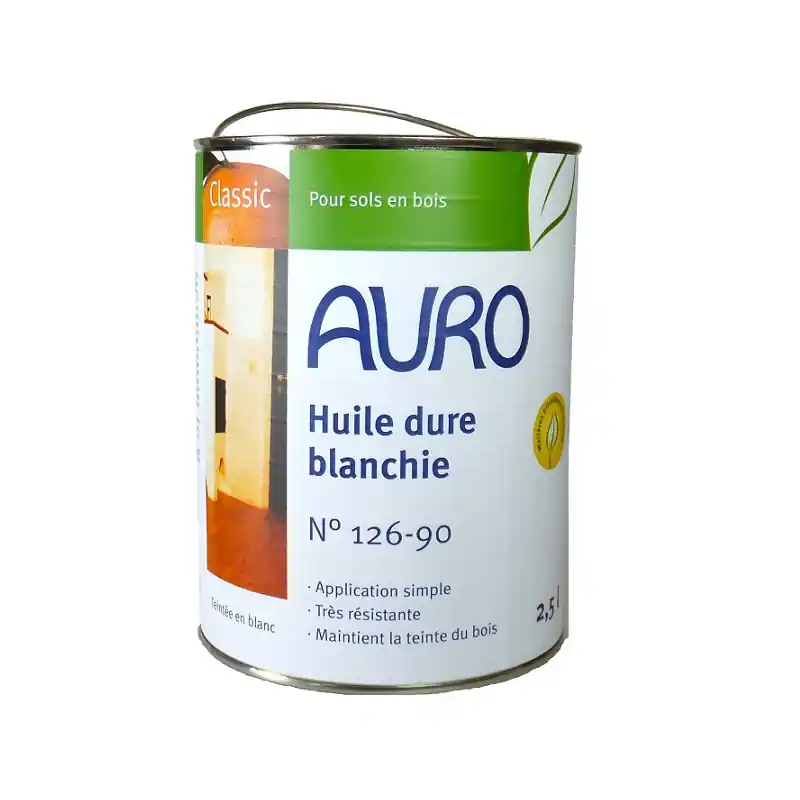 Huile dure blanchie Auro Classic n°126-90 2,5L pour sols en bois