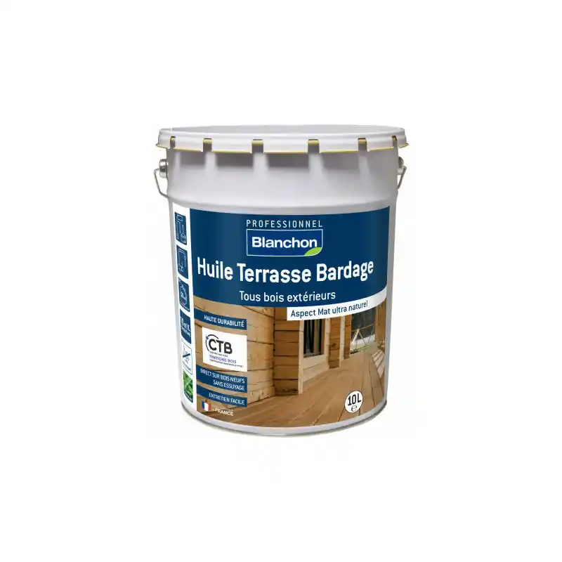 Huile terrasse bardage Blanchon 10L bois naturel aspect mat
