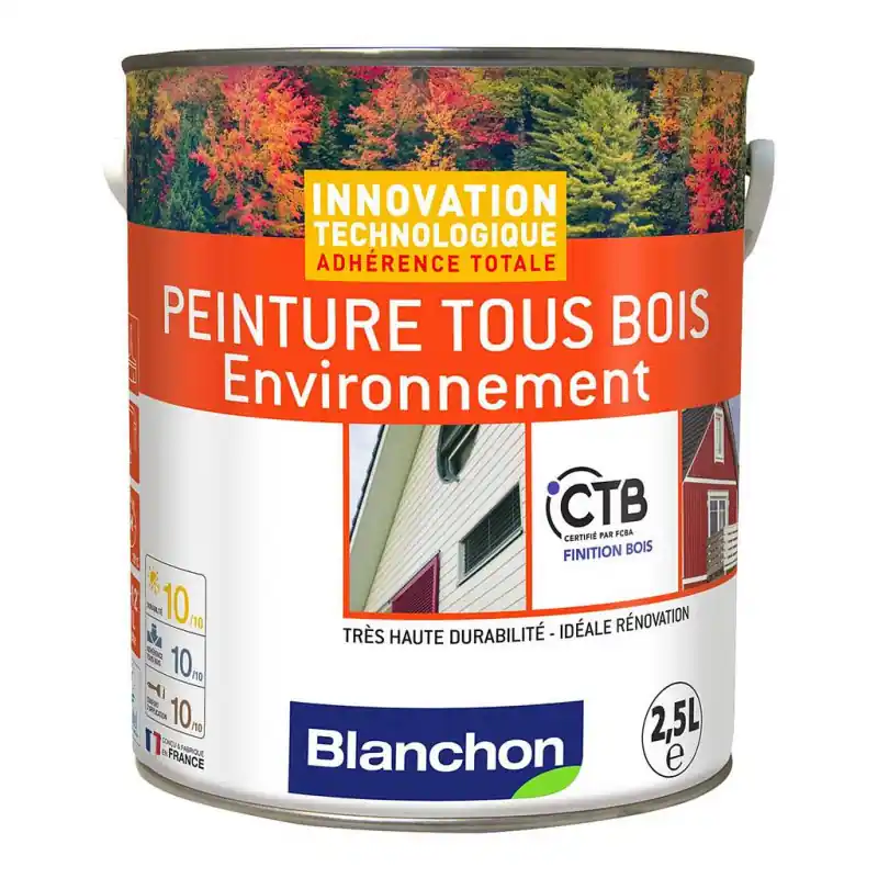 Peinture tous bois Blanchon Environnement 2,5L blanc signalisation