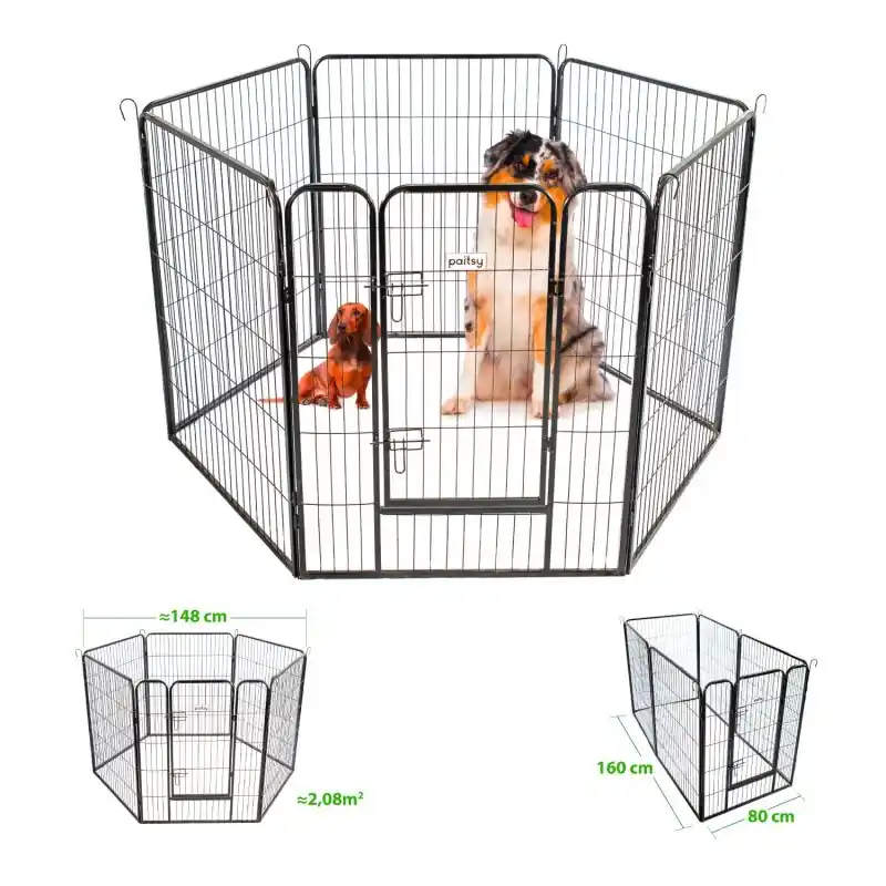 Enclos en métal Gardeo80x100x6 pour chiens, chiots, chatons et rongeurs