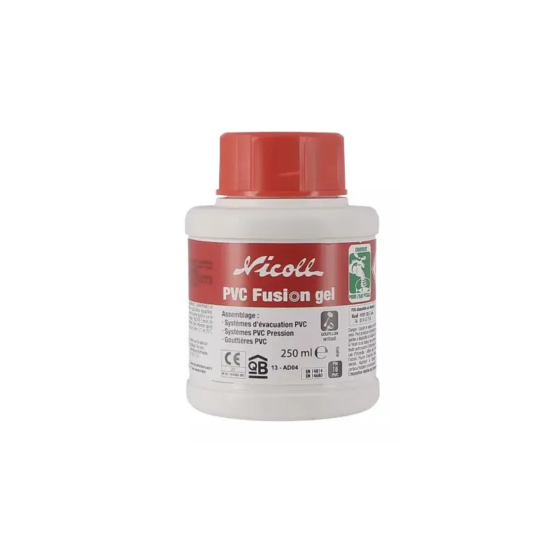 Boite de colle Nicoll BSOP25 Pvc fusion gel 250ml avec pinceau