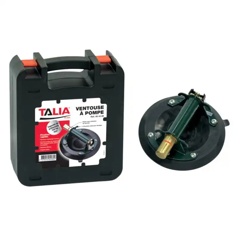 Ventouse simple à pompe Taliaplast 404280 acier D20cm capacité 130kg