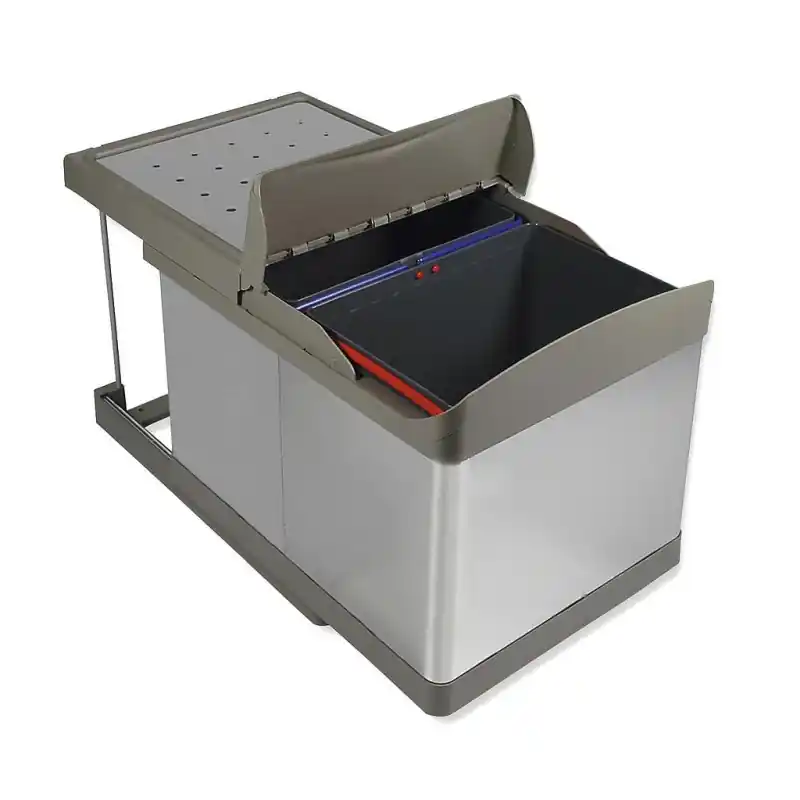 Poubelle de recyclage Emuca 8906865 plastique 32L acier inoxydable